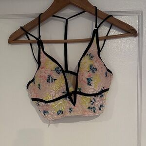 Victorias Secret Floral Lace Bralette with Black Straps